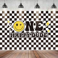 1-Piece Smiling Face Birthday Banner, Simple Black And White Design, Suitable For Birthday Decorations, Photo Props, And Home Decor.Birthday Decoration,Party Supplies - A - View 3
