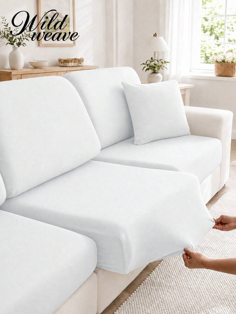 1pc Minimalist Modern Elastic Sofa Cover, Made Of Polyester Fiber, Machine Washable, Dust-Proof, All-Season Use, Removable And Washable Cap-Style Sofa Seat Cushion Cover