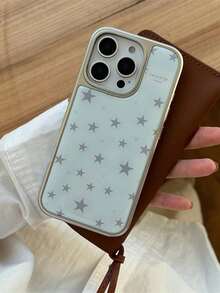 Autumn/Winter High-End Blue & Grey Star Pattern Phone Case, Compatible With IPhone 17 ProMax 16ProMax 15 14 13, Smooth Glossy Cute Phone Case/Women's Phone Protective Shell - Baby Blue - View 7