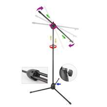 Microphone Stand With 2 Mic Clips, Boom Arm Tripod Base, Height Adjustable 360 Degree Rotating For Live Streaming Singing Recording - Black - View 5