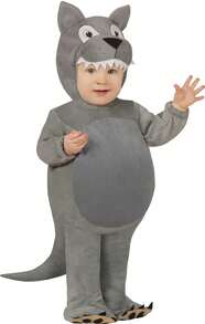 KIWI Baby Wolf Costume, Complete Soft And Fun Outfit With Gray Jumpsuit, Hood With Face And Teeth, Tail And Paws, Ideal For Halloween And Carnival - Multicolor - View 1