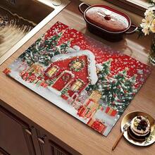 1PC Christmas Element Welcome Mat, Diatomite Absorbent Small Rug, Non‑Slip Floor Mat For Stove Coffee Machine Water Bar Counter, Christmas Halloween Home Decor, Indoor Outdoor Doormat For Front Door Kitchen Area - Multicolor - View 1