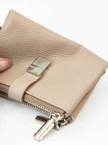 Women's Short Wallet, PU Soft Animal Print Patchwork , Exquisite Snap Closure, Large Capacity Multi-Card Slots, Multifunctional Card Holder & Coin Purse, Compact & Lightweight, Suitable As Holiday Gift - Apricot - View 5