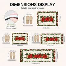 1 buah Karpet Wol Imitasi Motif Bunga Merah Natal, Merah Natal, Motif Daun Holly, Kerucut Pinus, Lonceng dan Bola Natal, Dekorasi Rumah Musim Dingin yang Elegan, Cocok untuk Lorong Masuk, Dapur, Ruang Tamu, Kamar Tidur - MultiWarna - View 6