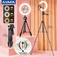 AXNEN Lampu Ring LED 12 Inci dengan Tripod yang Dapat Diatur dan Dudukan Ponsel - Kit Pencahayaan Profesional untuk Fotografi & Live Streaming, 3 Mode Cahaya, Paduan Aluminium Ringan - Dark Grey - View 2