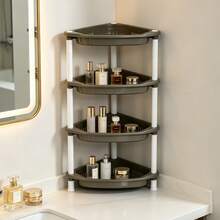 1pc 3/4 Tier Triangle Storage Rack, Small Desktop/Floor Standing Organizer, Office Desk Storage Rack, Kitchen Bathroom Corner Storage Rack, Plastic Drainage Design, Dirt-Resistant And Easy To Clean, Simple Installation And Disassembly Without Tools, Space-Saving Countertop Organizer, Suitable For Cosmetics Storage, Suitable For Halloween And Christmas Storage - Multicolor - View 7