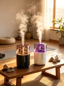 1pc Volcano Aromatherapy Humidifier, Ultrasonic Mist Humidifier With Cracked Volcano LED Atmosphere Night Light, USB Quiet Desktop Air Humidifier, Suitable For Bedroom, Office, Home Decor - one-size - View 3