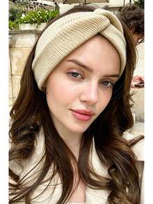 DUOJIAOYAN 1pc Autumn/Winter New Cross Gradient Dual-Color Patchwork Wide Elastic Hair Band, Sports Cold-Proof Warm Headband Accessory - Multicolor - View 11