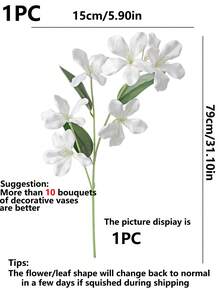 1 Stem Artificial Silk Orchid, White Orchid, Fake Flower, 29.5 Inches, For Home, Office, Wedding Table Centerpieces, Party, Yard, Garden, Summer Decor - White - View 2