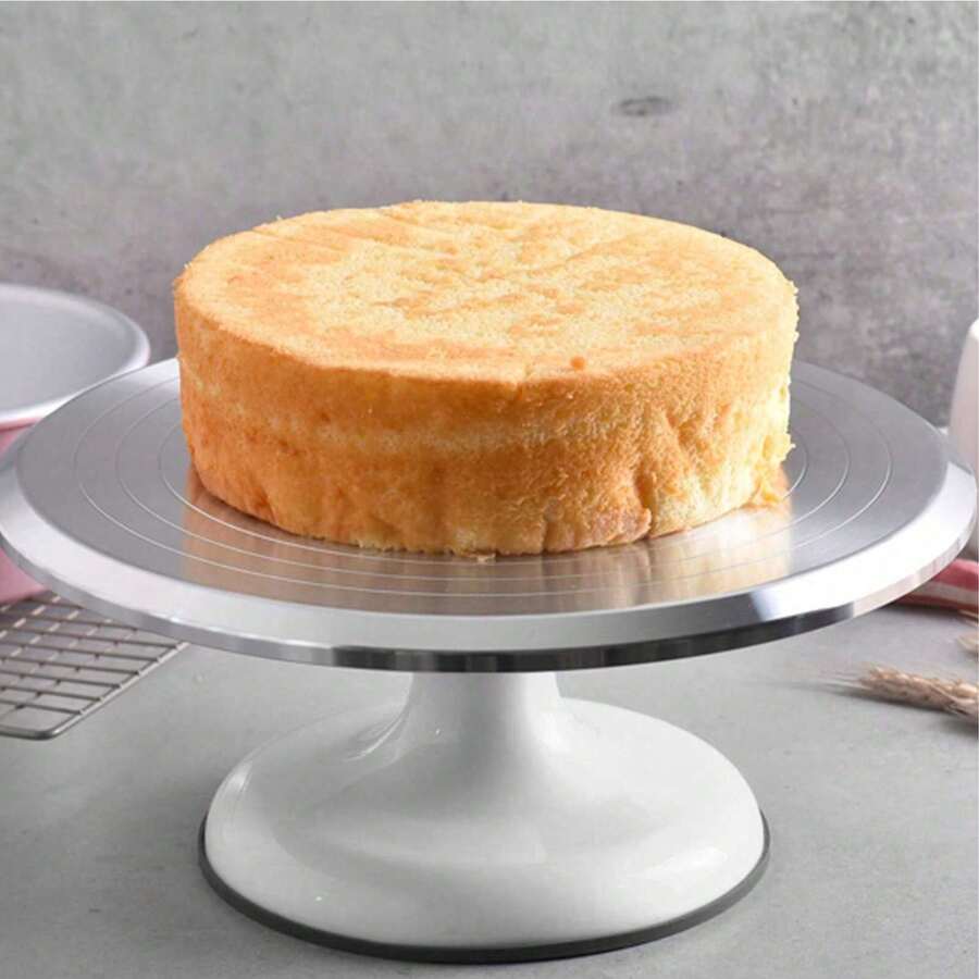 1pc Aluminum Alloy Cake Turntable, 10 Inch, Non-Slip Rotating Dessert Display Stand, Suitable For Cake Decorating Tools, Baking Tools, Kitchen Gadgets, Kitchen Accessories