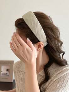 4pcs/1pc Women's Ribbed Knit Wide Headband, Versatile Daily Hair Hoop, High-Quality Hair Band, Solid Color High-Crown Headband, Fashionable Hair Accessory Suitable For Daily Wear, Going Out, Washing Face, Makeup, Matching Clothes, Hair Accessory - Multicolor - View 5