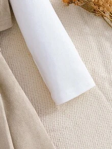 女童復古西部風3件套：鉚釘流蘇背心 + T恤 + 裙子，適合學校、舞台表演、日常穿著，春秋季節 - 米色 - 查看 4