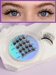 Magnetic Portable False Eyelashes, Natural Soft Easy To Apply Makeup Tool, Handmade Half-Eye Magnetic False Eyelashes - Black - View 2