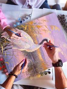 1pc Red-Crowned Crane DIY Digital Oil Painting, Canvas Painting DIY Handmade, Adult Home Decor, Holiday Gift - Sets - View 3
