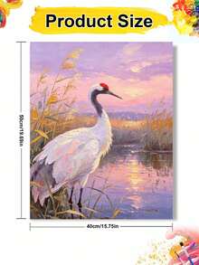 1pc Red-Crowned Crane DIY Digital Oil Painting, Canvas Painting DIY Handmade, Adult Home Decor, Holiday Gift - Sets - View 11