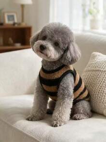 Little Brown Bear Black & Yellow Striped Pet Clothes, Suitable For Kittens And Puppies - Mustard Yellow - View 4