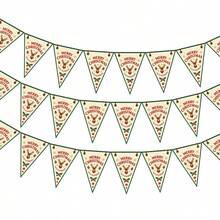 1pc New Christmas Decoration Triangle Bunting Banner Hanging Garland For Mall Hotel Party Decor With Christmas Reindeer Design - Multicolor - View 5