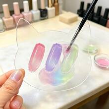 1件透明貓咪造型美甲色盤與假指甲樣品收納板，2合1穿戴甲展示架，多功能凝膠美甲色盤 - 彩色 - 查看 2