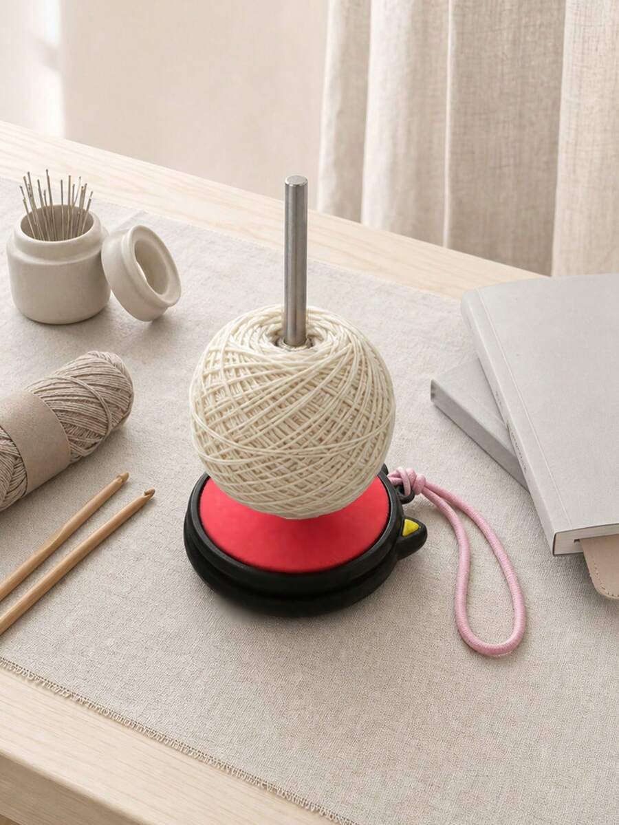1pc 360° Rotating Yarn Holder, Macaron Fresh Style Cat Ear Design Yarn Spool, Home Yarn Storage Rack, Anti-Tangle, Compact And Portable, Suitable For Yarn Balls, Cotton Balls, Perfect For Knitting Enthusiasts And Home DIY Crafts - Yarn Spool - View 1
