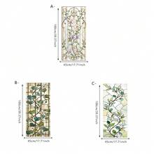 1/3pcs Retro Floral And Vine Privacy Window Film, Reusable PVC Electrostatic Adsorption Window Film, Suitable For Kitchen, Bathroom, Balcony Windows, And Home Decor. - Frosted Glass Sticker - View 5