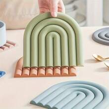 Modern Rainbow Pot Mat, Heat-Resistant Silicone Pot Mat, Colorful Arch Design, Non-Slip Kitchen Table Protector, Suitable For Hot Pots, Frying Pans, Plates And Cookware, Decorative Table Accessory, Home Kitchen Use, Cute Gift Idea - View 7