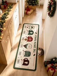 1pc Christmas Cup Hallway Runner Rug, Corridor Long Carpet, Rug, Long Carpet, Area Small Rug, Mat, Home Decor, Area Rug, Living Room Area Rug, Living Room Home Decor, Room Decor, Washable Carpet - Multicolor - View 3