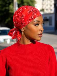 Paisley Printed Pre-Tied Bandana Turban, Soft Silky Head Wrap For Skincare & Home Daily Wear, Holiday Birthday Gift For Women - Multicolor - View 6