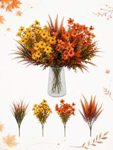 8pcs/4pcs/1pc - Autumn Artificial Flower Bouquet, Autumn Floral Decoration, Outdoor Artificial Hanging Basket Flower Arrangement, Halloween Decorative Flowers, Indoor Decorative Bouquet, UV Resistant And Fade-Resistant Autumn Plant Appearance Realistic, Thanksgiving Harvest Vase Centerpiece Decoration, Thanksgiving Harvest Decoration, Room Decoration, Farmhouse Autumn Table Centerpiece Decoration - Multicolor - View 7