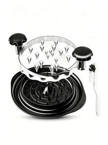 Desmenuzador de pollo, herramienta desmenuzadora de pechuga de pollo con giro, con máquina desmenuzadora de carne antideslizante y resistente con tapa transparente, herramienta desmenuzadora de carne con giro para cerdo, res y pollo - Negro - Ver 3
