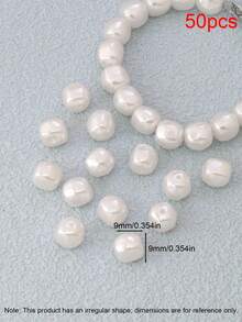 50pcs White Faux Pearl Beads Irregular Loose Spacer Beads Pendant For Jewelry Making DIY Bracelets Necklaces Accessories - Pearl - View 12