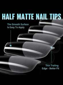 HOTWAY 120/240/360pcs Trapezoid Fake Nails, Ballet Style Hailey #15 Transparent Semi-Matte Acrylic Nail Tips, Wearable Artificial Nails - View 3