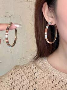 rundraw 1 Pair Vintage Fashion Multi-Color Hoop Earrings Suitable For Women's Daily, Party And Vacation Wear - Multicolor - View 2
