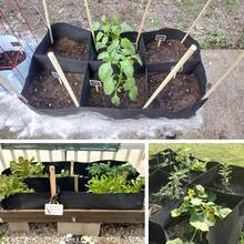 6-Grid Fabric Raised Garden Bed, Large Compartment Non-Woven Fabric Planting Bag, Rectangular Breathable Vegetable Herb Flower Planting Bed, Suitable For Backyard Patio Gardening - B - View 3