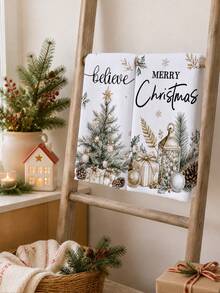 2pcs Christmas Tree & Colorful Ball Pattern Kitchen Towels, Soft Polyester Dish Cloths, Suitable For Kitchen Decor, Kitchen Cleaning, Holiday Party Decoration, Kitchen & Bathroom Supplies Home Essentials, Home Decor, Housewarming Gift - Multicolor - View 6