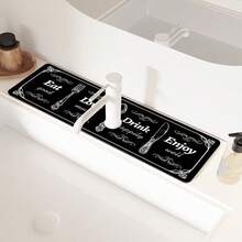 1pc Sink Faucet Water Absorbent Mat, Drainage Mat, Suitable For Kitchen, Bathroom Sink, Countertop, Drainage Mat, Diatomaceous Earth Material, Cuttable, Quick Drying Mat - Multicolor - View 5