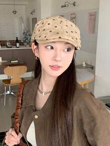 1件 2026新款復古鉚釘女款報童帽，春夏休閒百搭顯臉小貝雷帽，甜酷辣妹風 - A - 查看 6