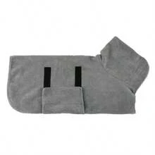 Dog Bathrobe For Large Dogs, Full Body Wrap Super Absorbent Quick Dry Pet Drying Robe, Adjustable Magic Sticker Coral Fleece, Machine Washable, For Bathing Swimming & Wet Walking, Suitable For Golden Retriever, Labrador, Border Collie, Samoyed - Grey - View 8