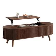 Coffee Table Made Of Wood With Storage Adjustable Sturdy Brown For Living Room And Lounge - Walnut - View 7