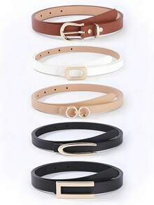 5pcs Women's Multi-Function Thin Belt Set, 5 Styles Suitable For All Occasions, From Office To Vacation Fashion Accessories, Best Practical Gift Idea For Her - Multicolor 6 - View 1