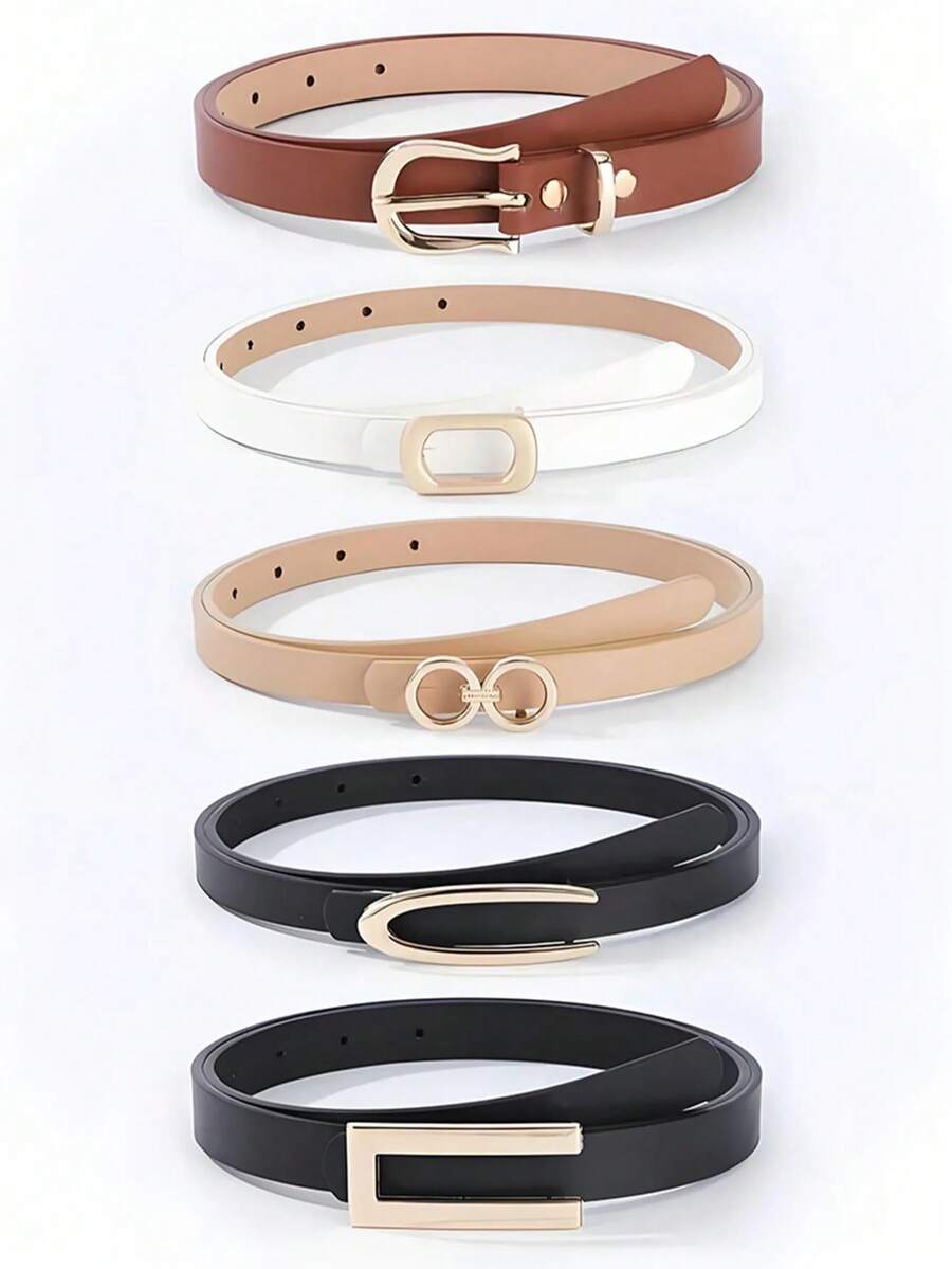 5pcs Women's Multi-Function Thin Belt Set, 5 Styles Suitable For All Occasions, From Office To Vacation Fashion Accessories, Best Practical Gift Idea For Her - Multicolor 6 - View 1