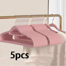 10/5pcs Non-Slip Velvet Hangers | Easily Organize Your Closet, Save Space | Durable And Stylish Plastic Hangers Suitable For Bedroom, Bathroom, Office, Dorm And Home Storage; Use Elegant And Practical Storage Racks To Maximize Your Closet Space - Multicolor - View 14