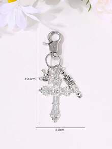 1pc Halloween Cross Heart Bat Skull Skeleton Spider Spider Web Star Dice Sword Backpack Charm Creative Gift - Multicolor - View 2
