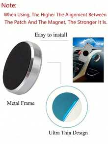 1/2pcs Car Round Magnetic Phone Holder, Strong Magnetic Adsorption For Car, Multi-Angle Adjustable, Dashboard Adhesive Installation, Convenient For Driving Navigation And Phone Calls, No Obstruction Of Vision For Driving, Magnetic Design For Quick Phone Attachment And Removal, Practical Car Interior Navigation Accessory - Multicolor - View 4