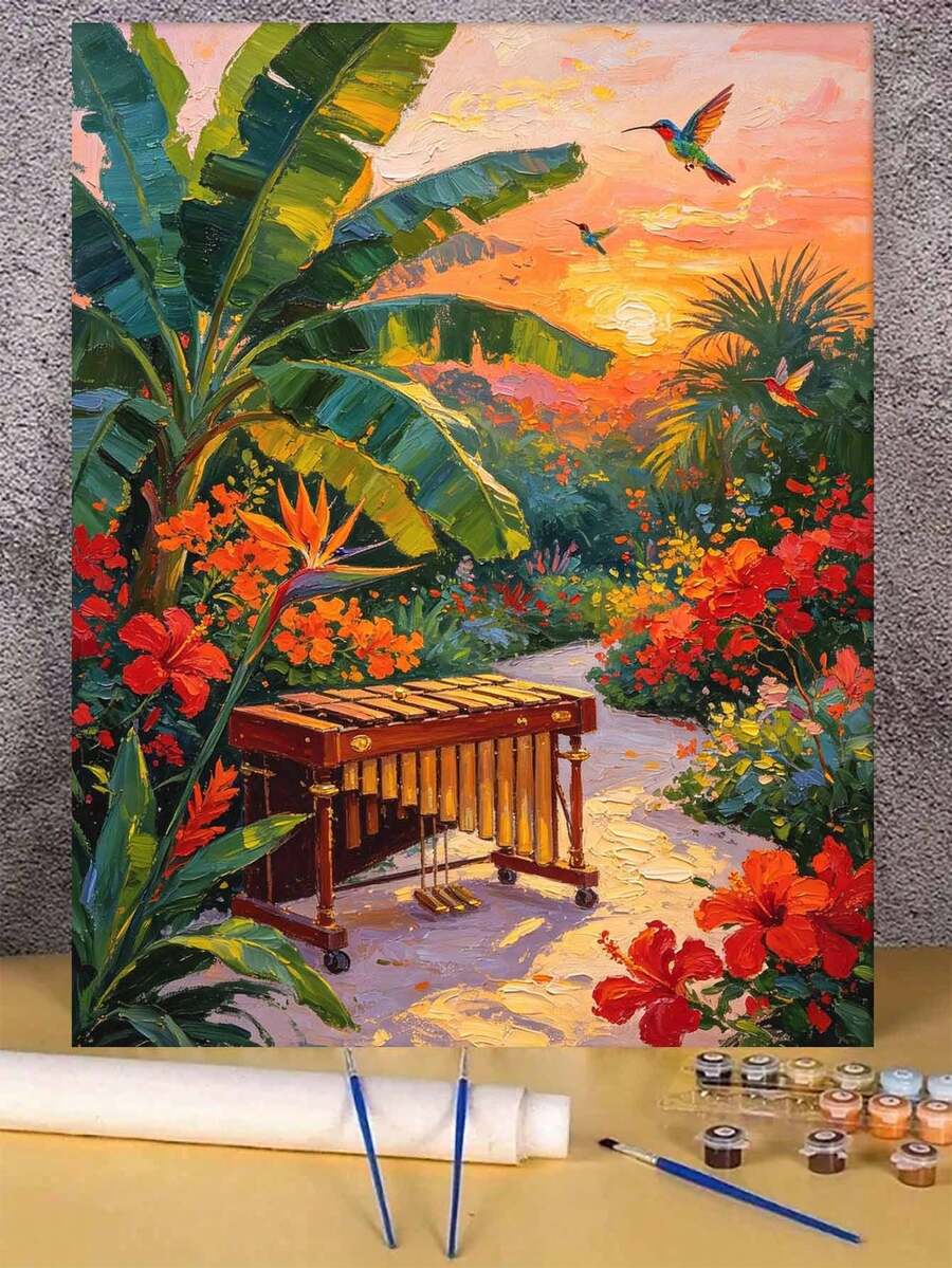 1pc Landscape Theme DIY Oil Painting By Numbers, Canvas Painting DIY Crafts, Adult Home Decoration, Holiday Gift.