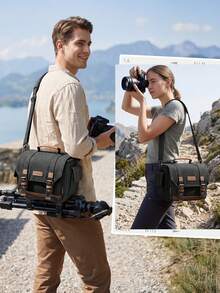 NEWHEY Professional One Shoulder Camera Bag, Suitable For DSLR/Mirrorless Cameras, Small Camera Storage Bag, Customizable Dividers, With Tripod Mount And Rain Cover - Multicolor - View 8
