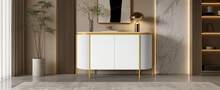 Sideboard Made Of Wood With 4 Doors With Storage With Doors White For Living Room And Dining Room - White - View 4