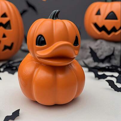 Mini Patos, Un Pato de Halloween con Forma de Calabaza Naranja, Decoración de Halloween, Adorno de Resina para Escritorio del Hogar/Dormitorio, Regalo.