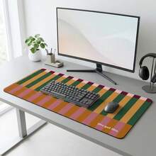 Striped Pink Burgundy Green Pattern Extra Long Gaming Mouse Pad And Desk Mat Set, Non-Slip Durable Rubber Base, Smooth Surface, Suitable For Computer Laptop Office Home, Abstract Art Decor, Back To School Supplies - A - View 3