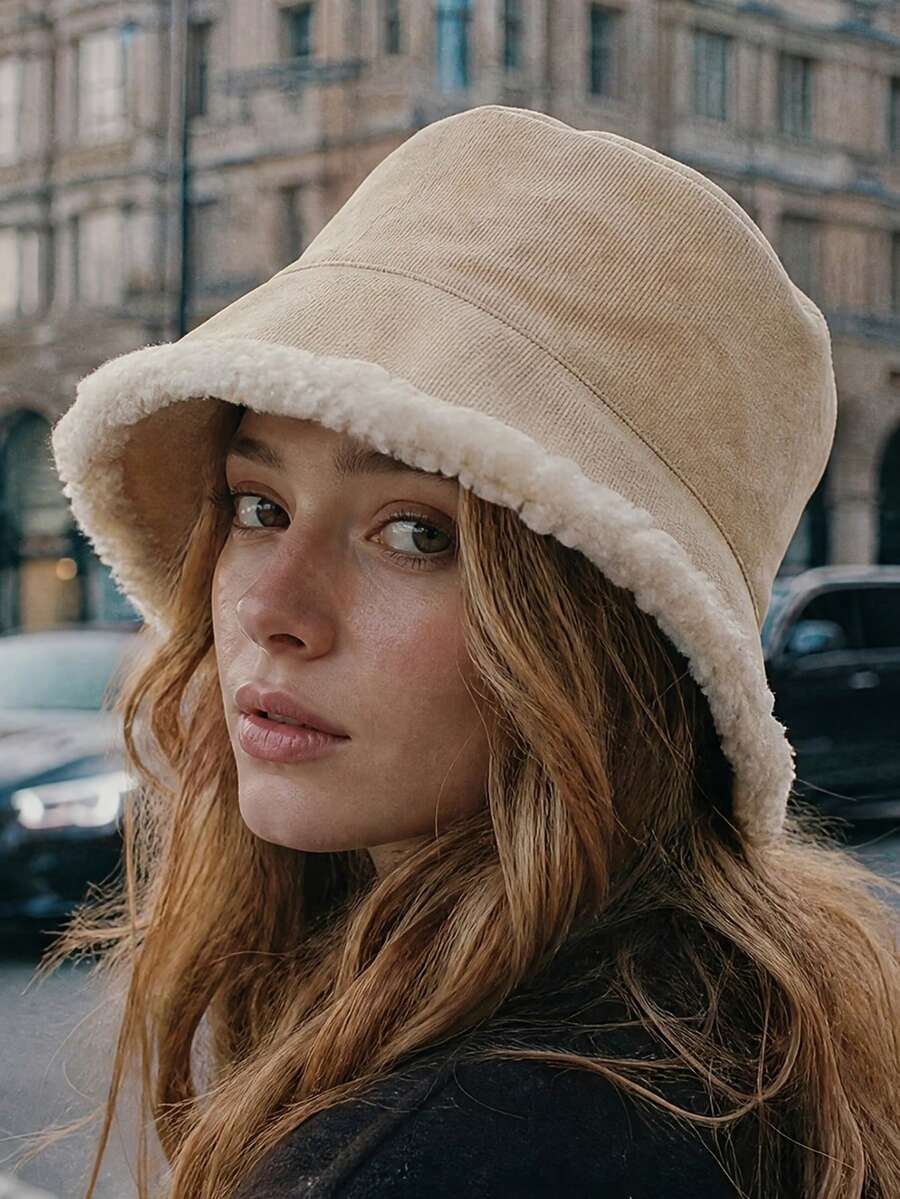 1 buah Topi Ember Bolak-balik, Topi Ember Hangat Dua Sisi yang Dapat Dipakai, Topi Ski Kasual Luar Ruangan Tahan Angin untuk Musim Gugur/Musim Dingin, Unisex - MultiWarna - View 1