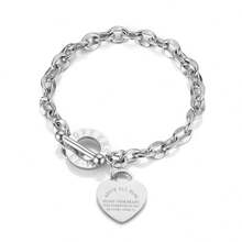 Letter ABOVEALLELSE Heart OT Clasp Stainless Steel Bracelet - Multicolor - View 6